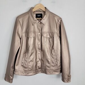 Torrid Faux Leather Fitted Trucker Gold Women's Size 2 Preppy Casual